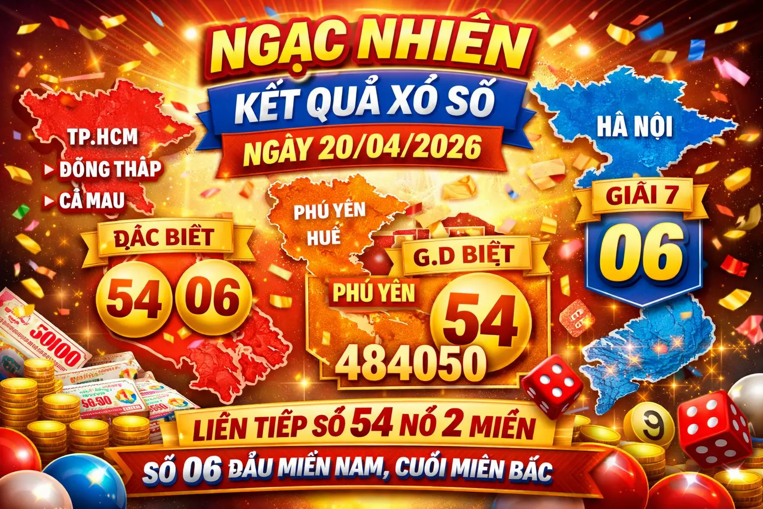 Ngạc nhiên với kết quả xổ số ngày 20/04/2026 – Dồn dập số đẹp, giải đặc biệt gây sốc!